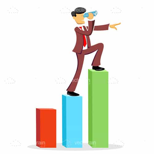 Business Man Climbing Colouful Growth Chart